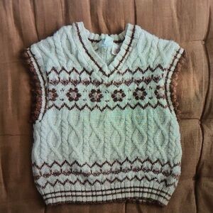 Kids' Mint and Brown Sweater Vest